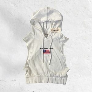 garage nyc 1990 white cropped hoodie